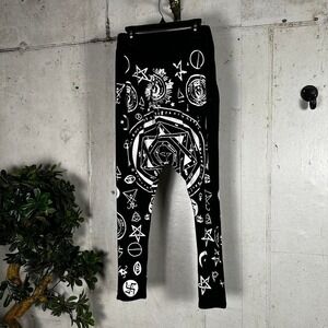Occult black and white gothic witchy graphic print harem‎ leggings size S